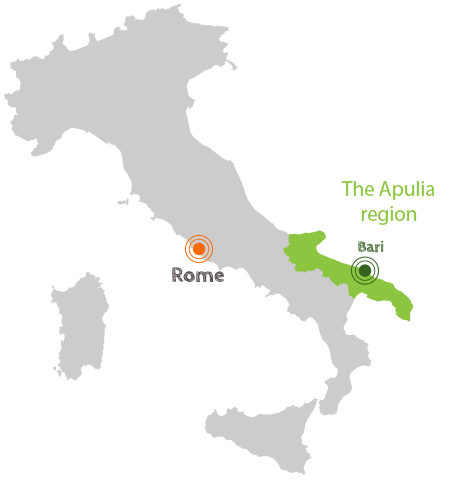 Map of Italy with the Apulia region