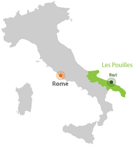 Carte d’Italie avec région des Pouilles